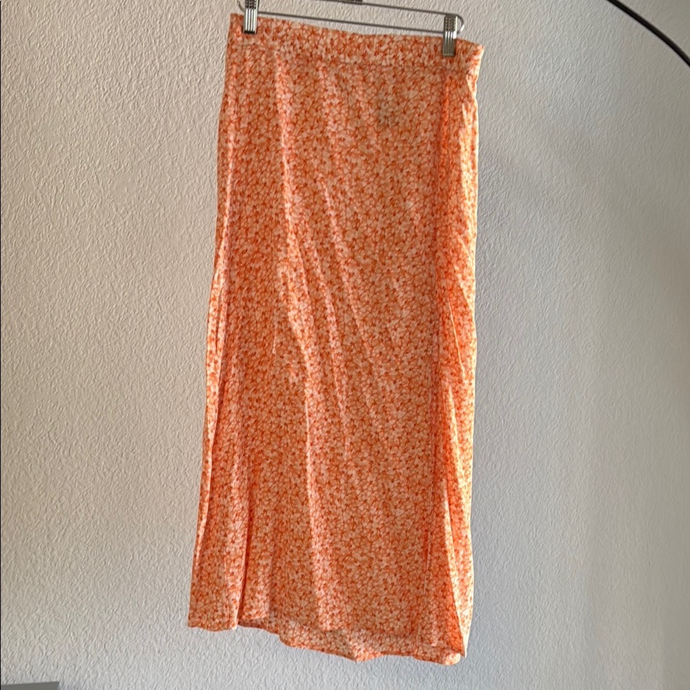 H&M Gold Maxi Slip Skirt with Slit